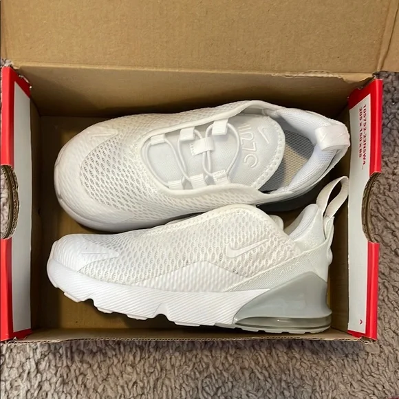 NWT/NWB - Kids Nike Air Max 270 (TD) White Sneakers Size 10C - Picture 2 of 7